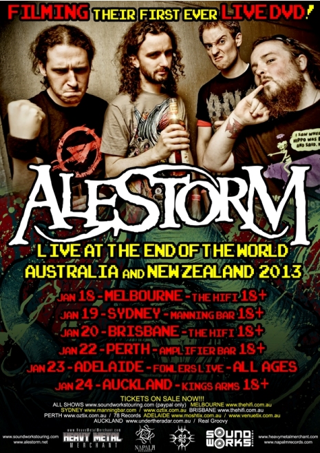 Alestorm tour Australia & New Zealand - CD's - Captain Morgan's Revenge, Leviathan, Black Sails At Midnight, Back Through Time
